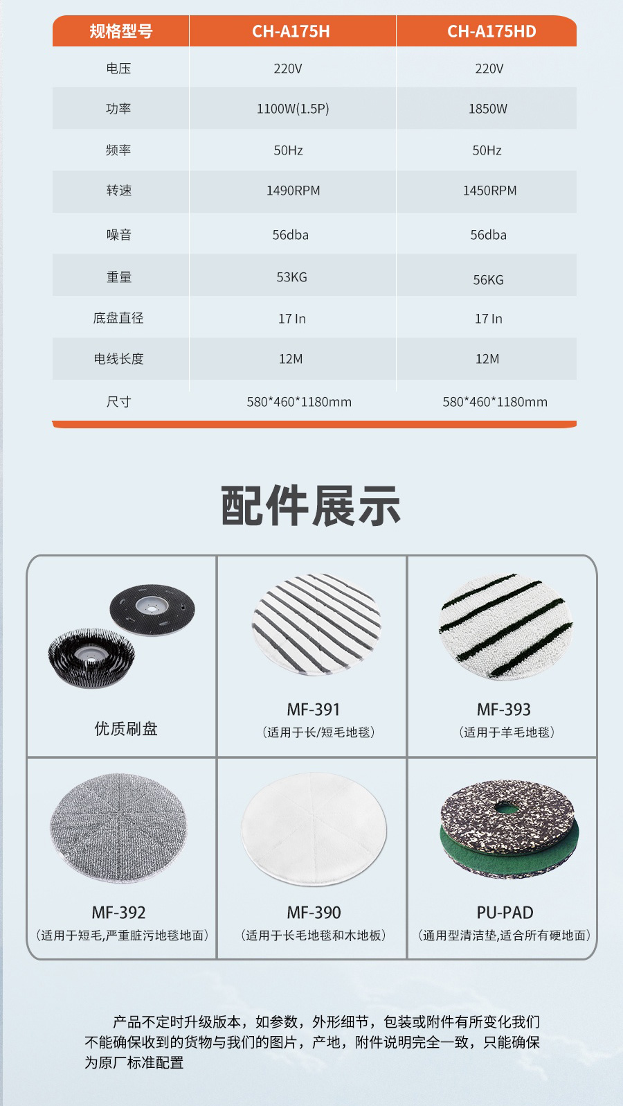 長(zhǎng)淮CH-A175H/HD多功能易控型刷地機(jī)技術(shù)